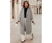 Dámský oversize kabát AVELINNI dlouhý šedý Světle šedá, Univerzální