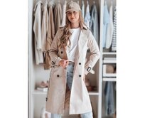 Dámský dlouhý kabát s páskem SLIMFOTA bílý Bílá, XL