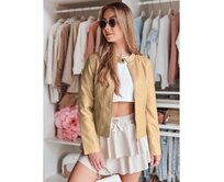 Dámská koženková bunda s kapucí METSOUL béžová Béžová, M