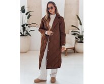 Dámský prošívaný dlouhý kabát TRENDIFY hnědý Hnědá, M