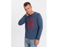 Pánské tričko s dlouhým rukávem a potiskem V2 OM-LSPT-0116 modré Modrá, M