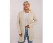 Dámský kardigan plus size světle béžový Béžová, XL/XXL