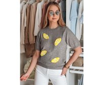 Dámský oversize svetr s citróny CYTRYNKA šedý Břidlicová, Univerzální