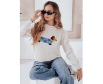 Dámský svetr s aplikací psa CHICPAWS krémový Ecru, S/M