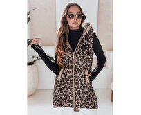 Dámská prošívaná vesta s leopardím vzorem ELMERA kamelová Khaki, S