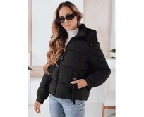 Dámská zimní prošívaná bunda s kapucí černá Černá, XL