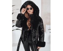 Dámská zimní koženková bunda s kožešinou černá Černá, L