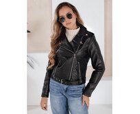 Dámská koženková bunda ve stylu ramones, černá Černá, S
