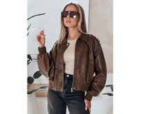 Dámská koženková bunda bomber, hnědá Hnědá, M