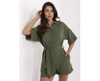 Khaki mušelínový overal s vázacím páskem Khaki, Univerzální