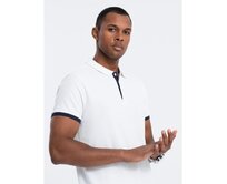 Pánské bavlněné polo tričko V1 OM-POSS-0113 bílé Bílá, XL