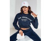 Dámská mikina crop top SAN FRANCISCO s potiskem tmavě modrá Námořnická modrá, M