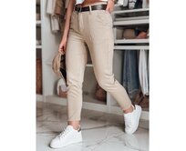 Dámské kalhoty slim fit s páskem TAIRONIK tmavě béžové Béžová, M