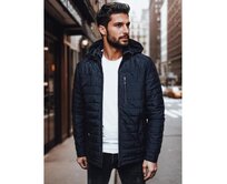 Pánská prošívaná bunda s kapucí, tmavě modrá Námořnická modrá, M/48