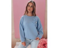 Dámská mikina FLORINE, jedna velikost, oversize, modrá Světle modrá, Univerzální