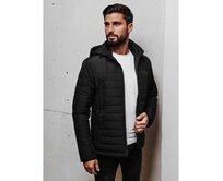Pánská prošívaná bunda s kapucí, černá Černá, M/48