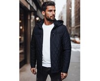 Pánská prošívaná bunda s kapucí, tmavě modrá Námořnická modrá, M