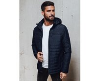 Pánská prošívaná bunda s kapucí, tmavě modrá Námořnická modrá, M