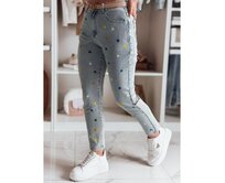 Dámské kalhoty slim fit s hvězdičkami SHINYFIT modré Modrá, S