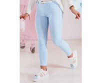 Dámské kalhoty skinny s páskem VIVASKIN modré Modrá, L
