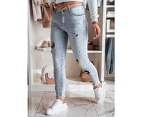 Dámské džíny skinny s výšivkou MOONAIR modré Modrá, s28