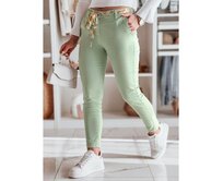 Dámské kalhoty ROSSALI s páskem, mátové Světle zelená, M