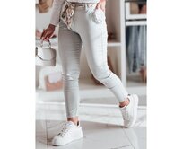 Dámské kalhoty z materiálu chino s páskem ROSSALI světle šedé Světle šedá, M