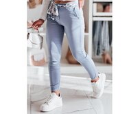 Dámské kalhoty z materiálu chino s páskem ROSSALI světle modré Světle šedá, M