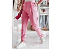 Elegantní dámské kalhoty s páskem PLISSO růžové Růžová, S
