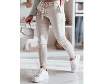 Dámské kalhoty z materiálu chino s páskem ROSSALI světle béžové Béžová, M