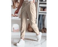 Elegantní dámské kalhoty s páskem PLISSO béžové Béžová, S