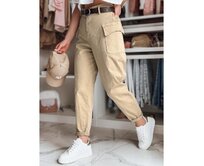 Dámské kalhoty baggy GOTRENDI tmavě béžové Béžová, M