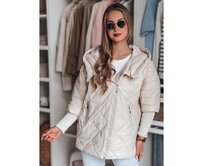 Dámská přechodová prošívaná bunda oversize PUFFILOF světle béžová Bílá, S