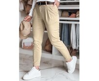 Dámské chino kalhoty s páskem MODELA tmavě béžové Béžová, M