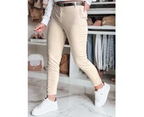 Dámské kalhoty slim fit s páskem LINESKA světle béžové Béžová, M
