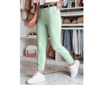 Dámské kalhoty slim fit s páskem LINESKA mátové Světle zelená, M