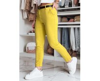 Dámské kalhoty slim fit s páskem LINESKA hořčičné Žlutá, M