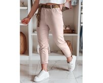 Dámské kalhoty casual s páskem MADELINA růžové Růžová, M