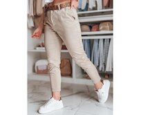 Dámské kalhoty casual s páskem MADELINA tmavě béžové Béžová, M