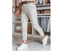 Dámské kalhoty MADELINA s páskem, světle béžové Béžová, XL