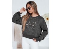 Dámská krátká mikina oversize s motivem tie-dye DENVIS grafitová Břidlicová, Univerzální