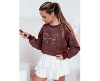 Dámská krátká oversize mikina s motivem tie-dye DENVIS bordó Kaštanová, Univerzální
