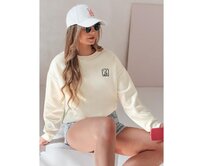 Dámská oversize mikina s výšivkou SOFTSLON ecru Bílá, Univerzální
