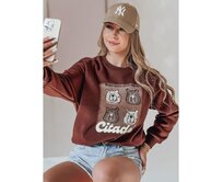 Dámská oversize mikina s medvídky MISOBEARS bordó Kaštanová, Univerzální