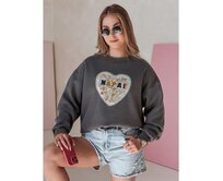 Dámská oversize mikina se srdcem SERDUCHOVA grafitová Břidlicová, Univerzální