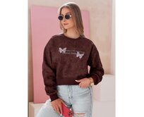 Dámská oversize mikina tie-dye s motýly SPARKI vínová Kaštanová, Univerzální