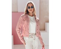 Dámská krátká džínová bunda PASTELLO růžová Růžová, XXL