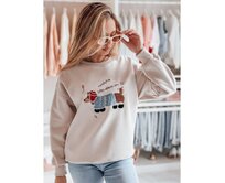 Dámská oversize mikina s výšivkou DOGSWEETY cappuccino Béžová, Univerzální