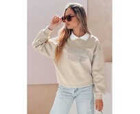 Dámská oversize mikina s potiskem HAPIRES cappuccino Béžová, Univerzální