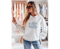 Dámská oversize mikina s potiskem HAPIRES šedá Světle šedá, Univerzální